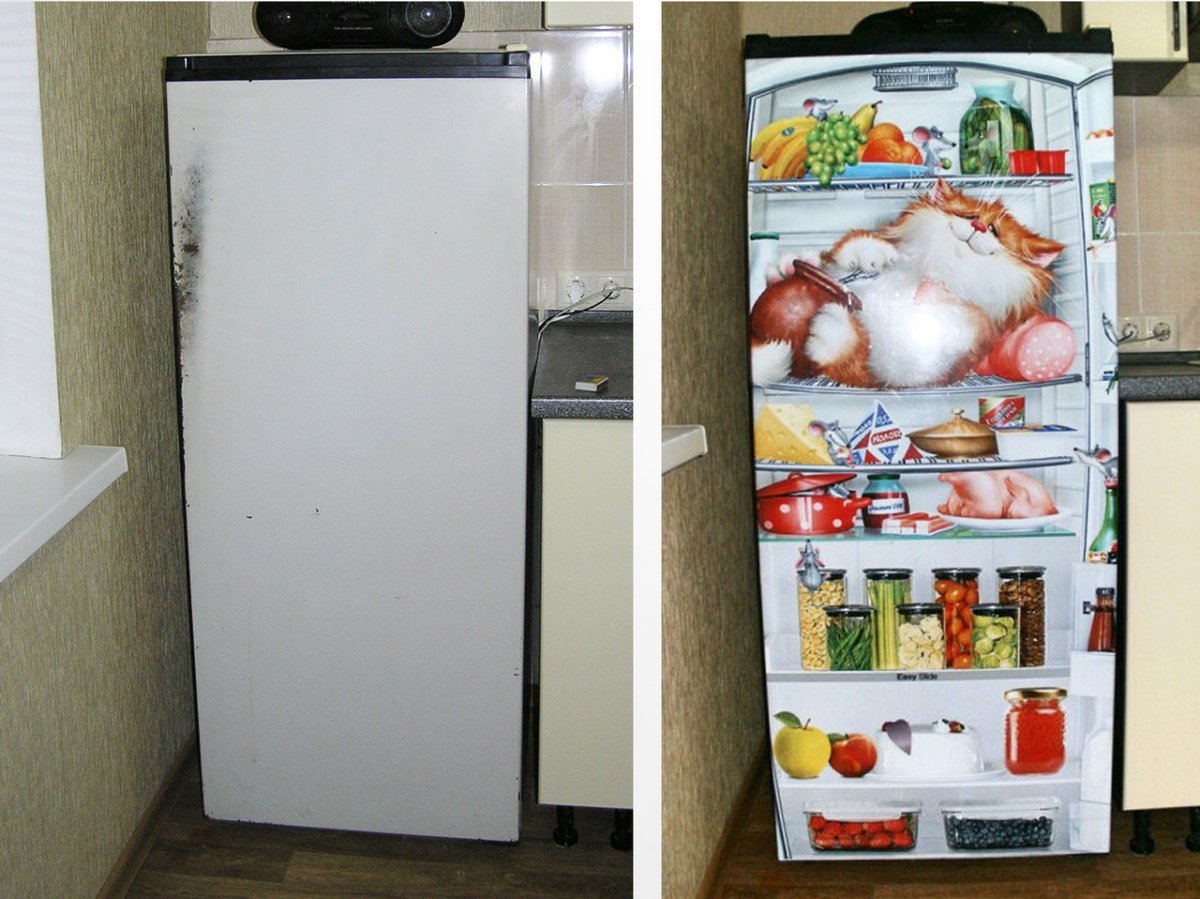 Оклейка холодильника пленкой