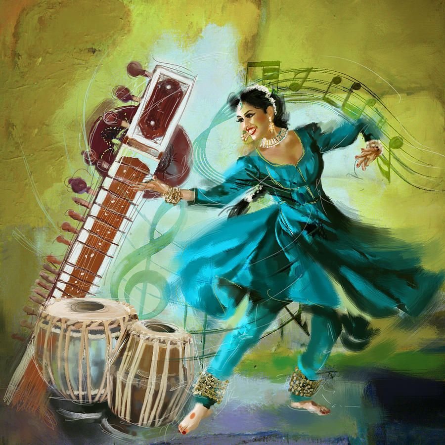Танец на барабане песня. Индия катхак Art. Картина музыкальные. Музыкальные инструменты композиция. Танец в живописи.