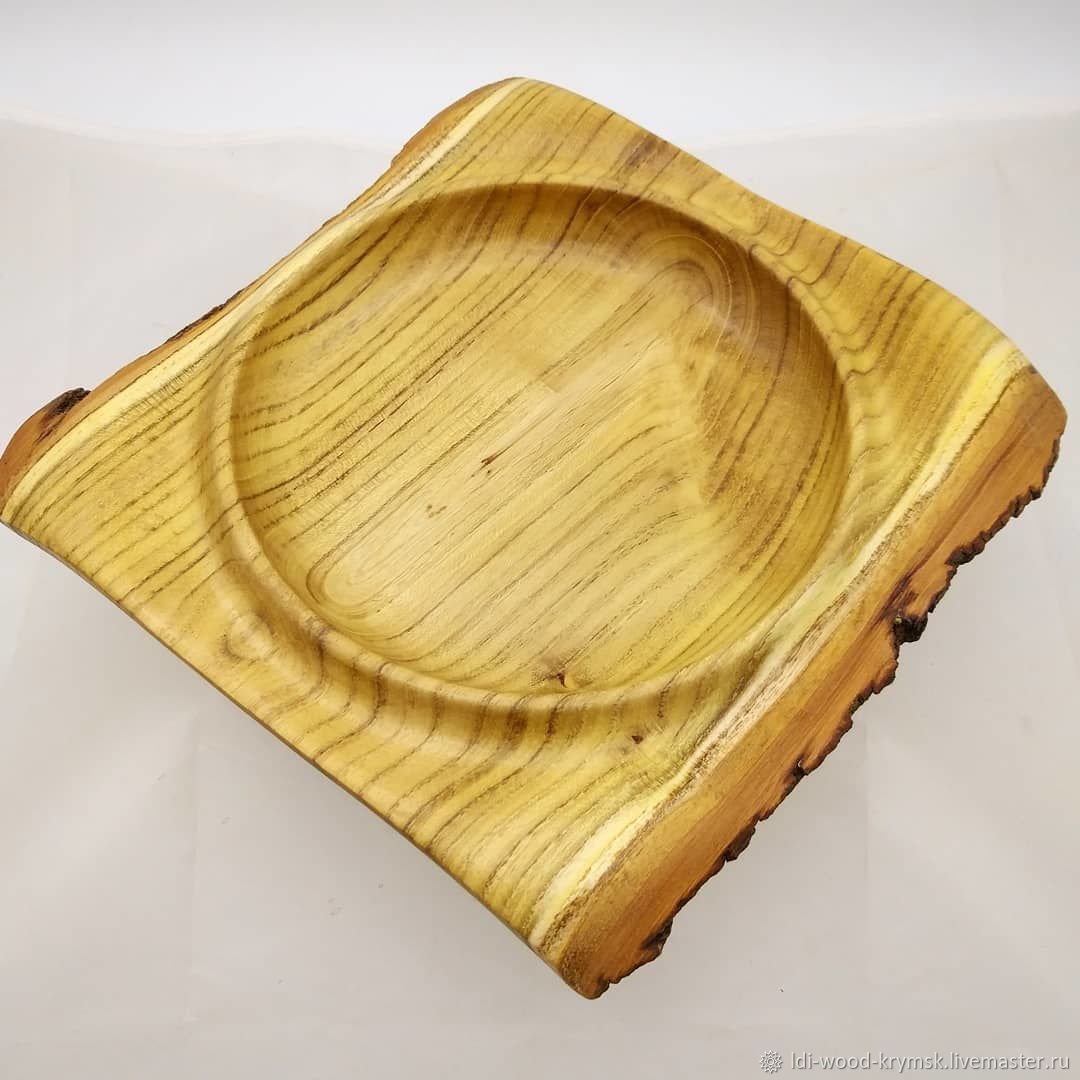 Посуда из дерева с натуральным краем