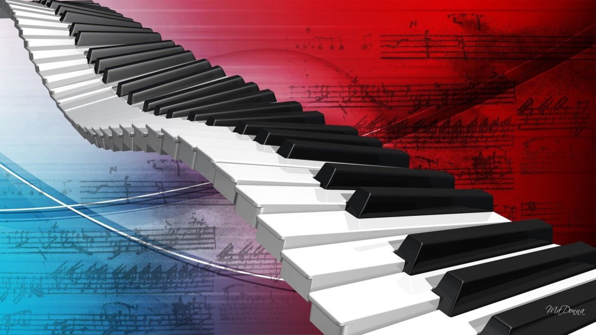 Цветная клавиатура фортепиано