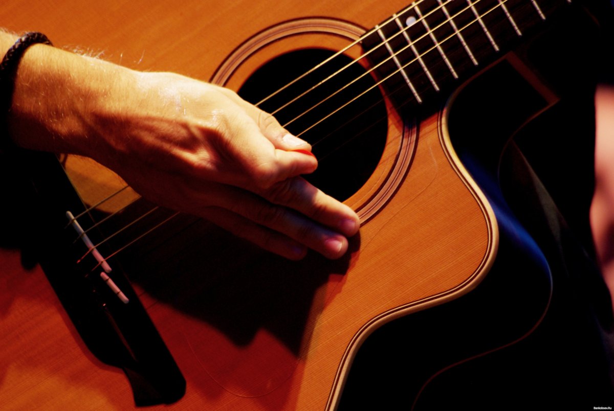 Гитара в руках музыканта