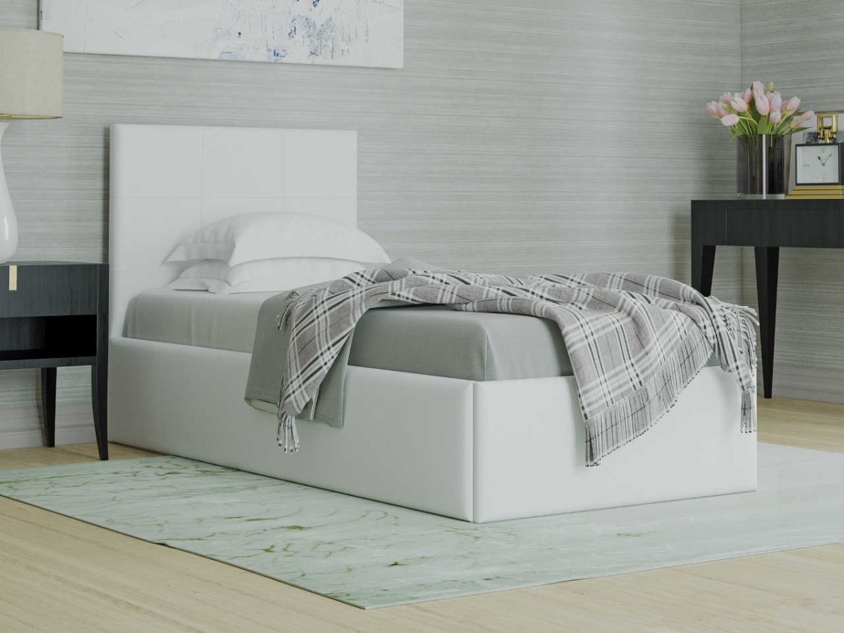 Белая односпальная кровать
