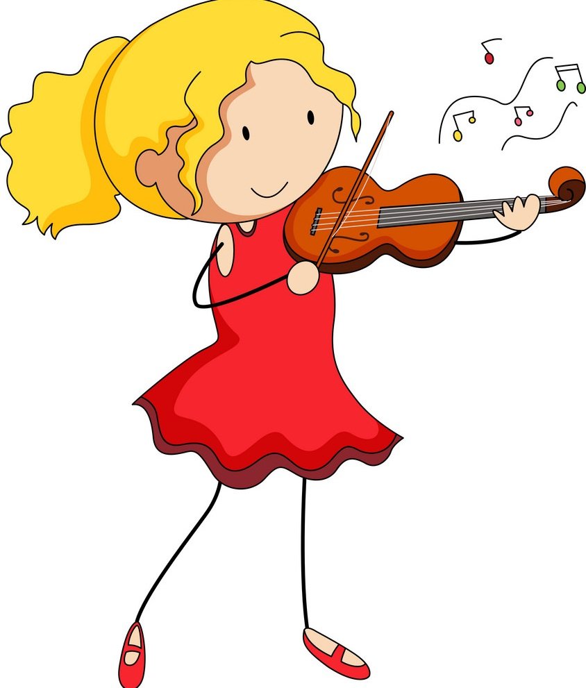 Девочка играет на скрипке мультяшная