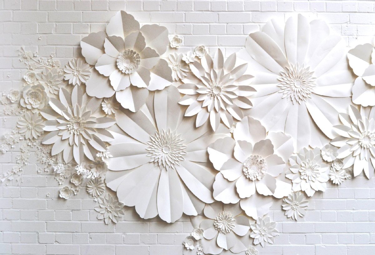 Бумажные цветы на стену